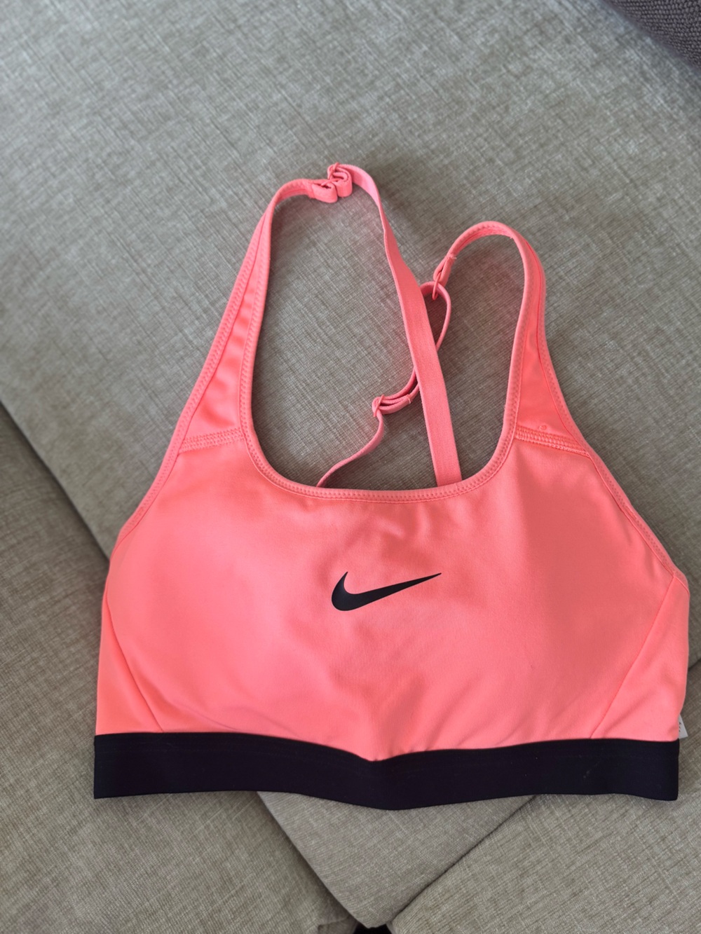 Nike Coral Pink Racerback Sports Bra with Black Band